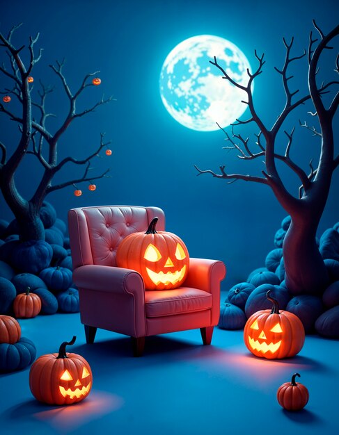 Halloween 3d interior background