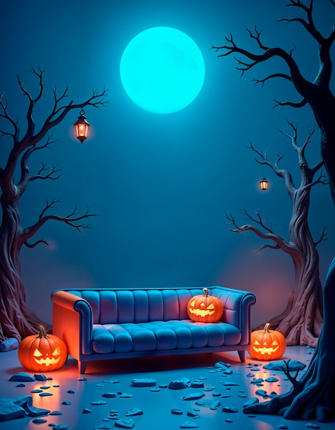 Free Photo halloween 3d interior background