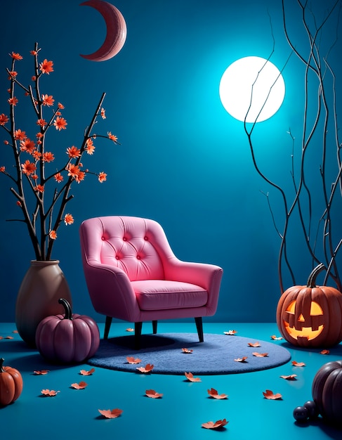 Free photo halloween 3d interior background