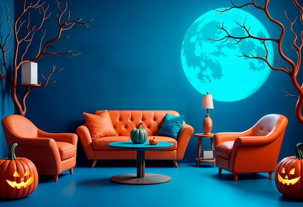 Free Photo halloween 3d interior background