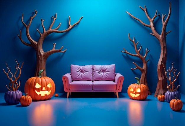 Free photo halloween 3d interior background