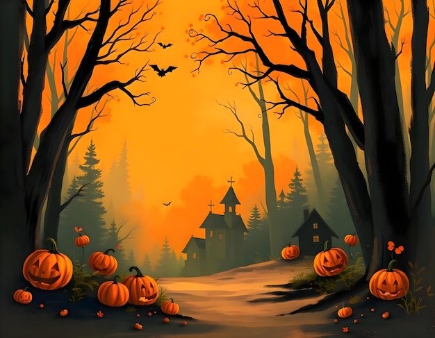 Free photo halloween background of haunted forest