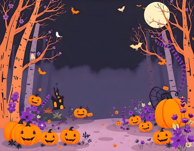 Free photo halloween background of haunted forest