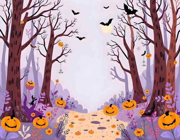 Halloween background of haunted forest