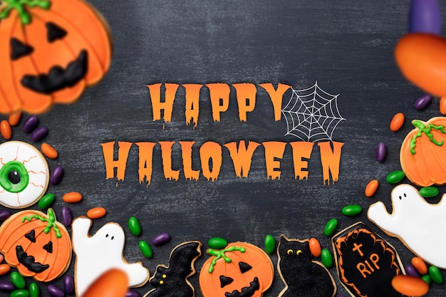 Halloween banner with candy