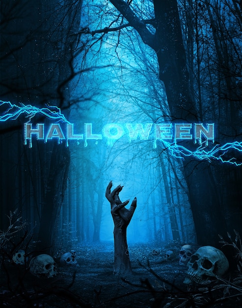 Free photo halloween banner with spooky hand