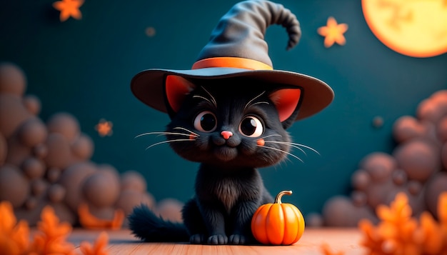 Free photo halloween cat 3d illustration