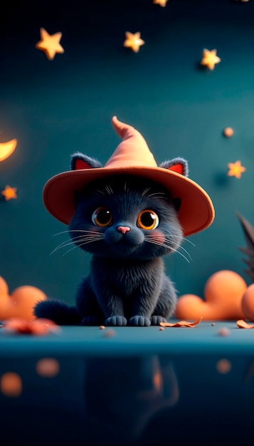 Free Photo halloween cat 3d illustration