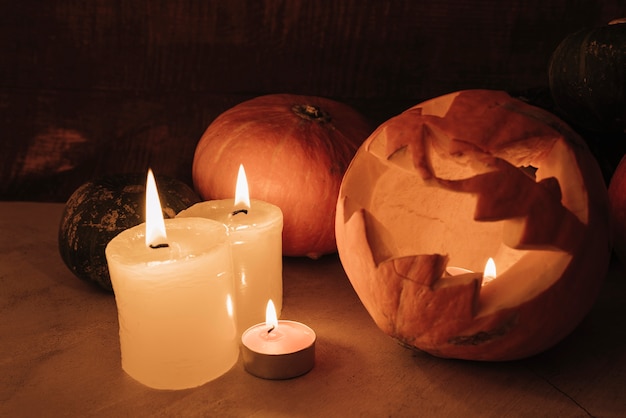 Free Photo halloween composition with candles