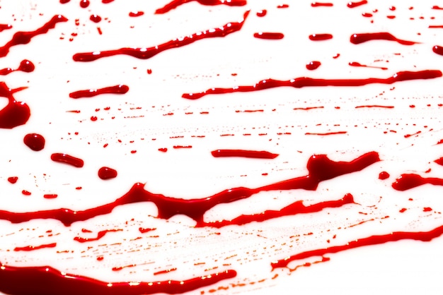 Halloween concept : Blood splatter on white background .