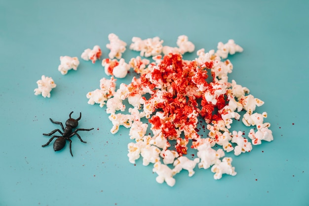 Halloween concept with bloody popcorn