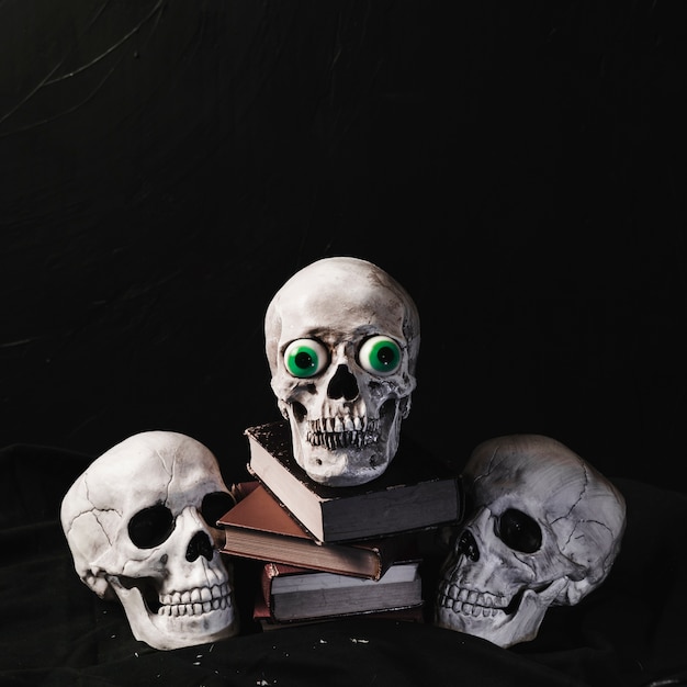 Free Photo halloween concept with skulls and books