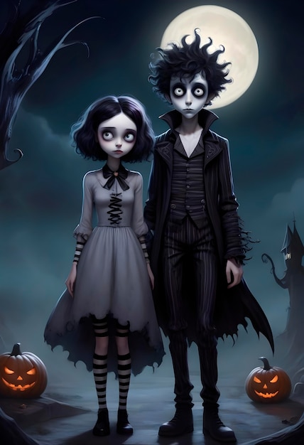 Free photo halloween couple 3d illustration