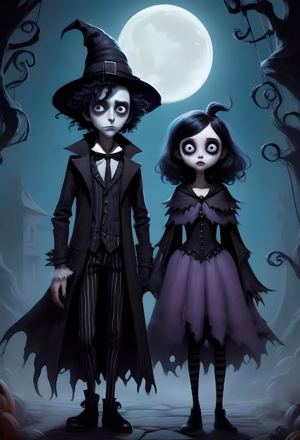 Free photo halloween couple 3d illustration