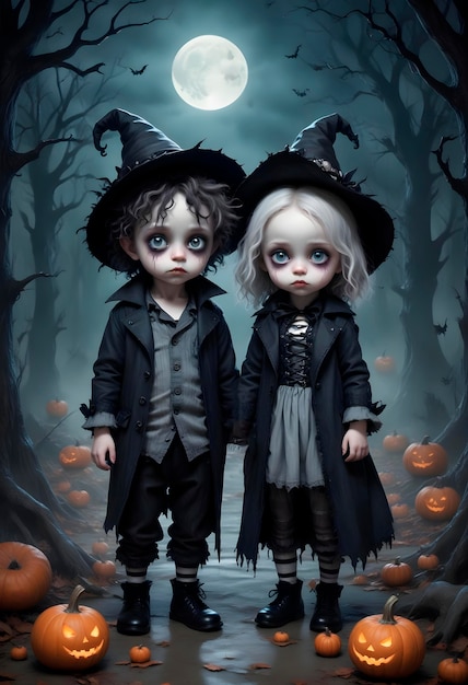 Free photo halloween couple 3d illustration