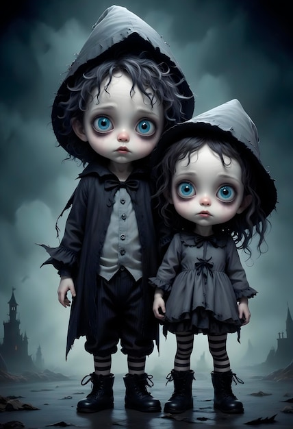 Free photo halloween couple 3d illustration