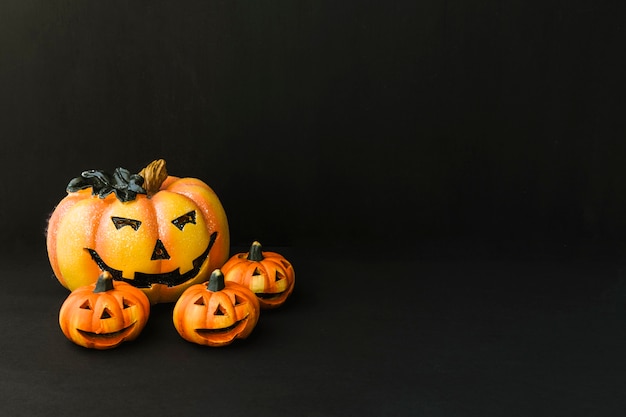 Halloween decoration with four pumpkins