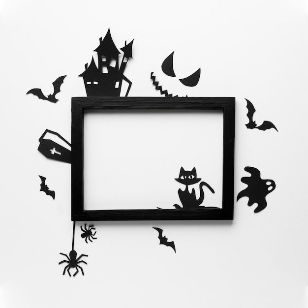 Free photo halloween evil party elements with frame