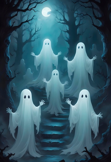 Free photo halloween ghost 3d illustration