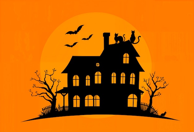 Free Photo halloween haunted house illustration