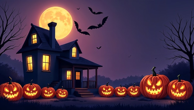 Free Photo halloween haunted landscape illustration