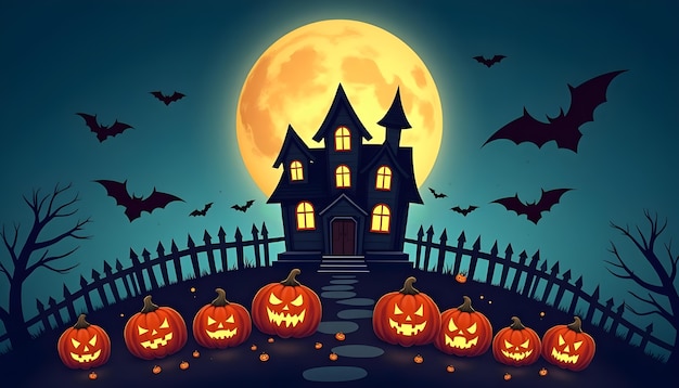 Free photo halloween haunted landscape illustration