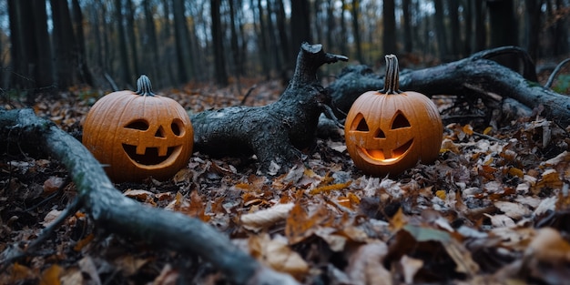 Halloween landscape with pumpkin and dark style