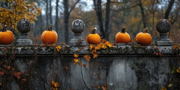 Halloween landscape with pumpkin and dark style