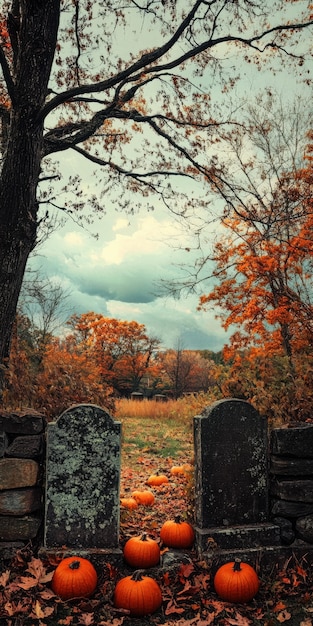 Free photo halloween landscape with pumpkin and dark style