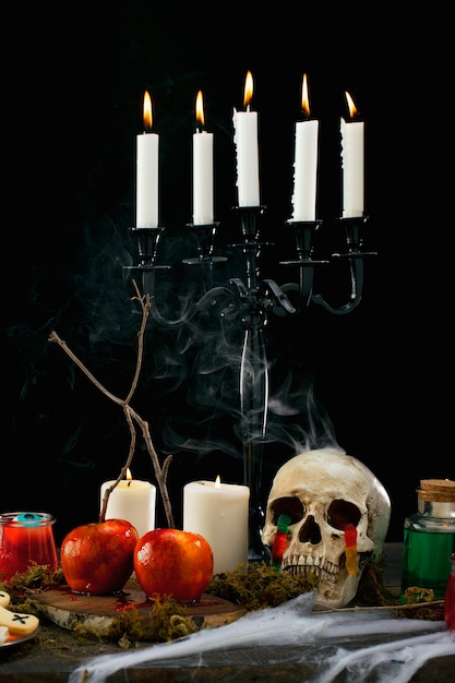 Free photo halloween party food composition