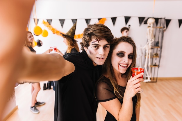 Free photo halloween party with zombie and vampire