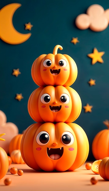 Free photo halloween pumpkin 3d illustration