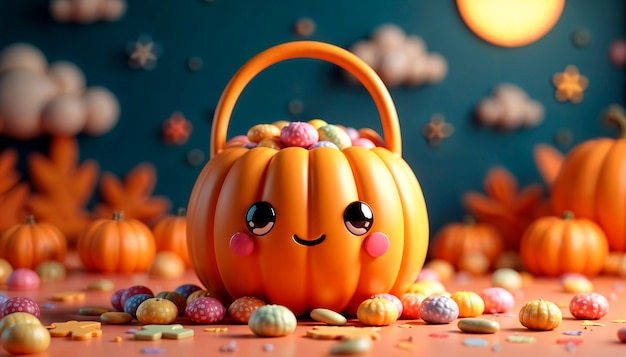 Free photo halloween pumpkin 3d illustration