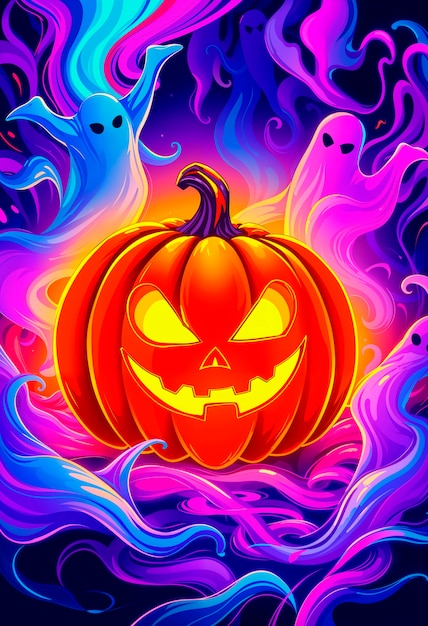 Free photo halloween pumpkin illustration