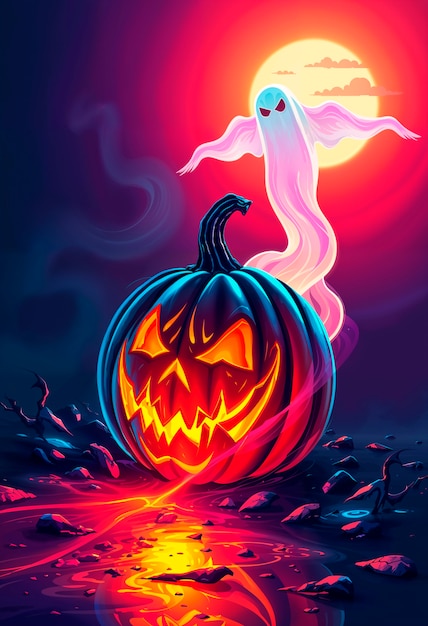 Free photo halloween pumpkin illustration