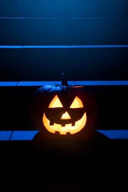 Halloween pumpkin on stairs