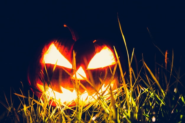 Halloween pumpkin with front lawn