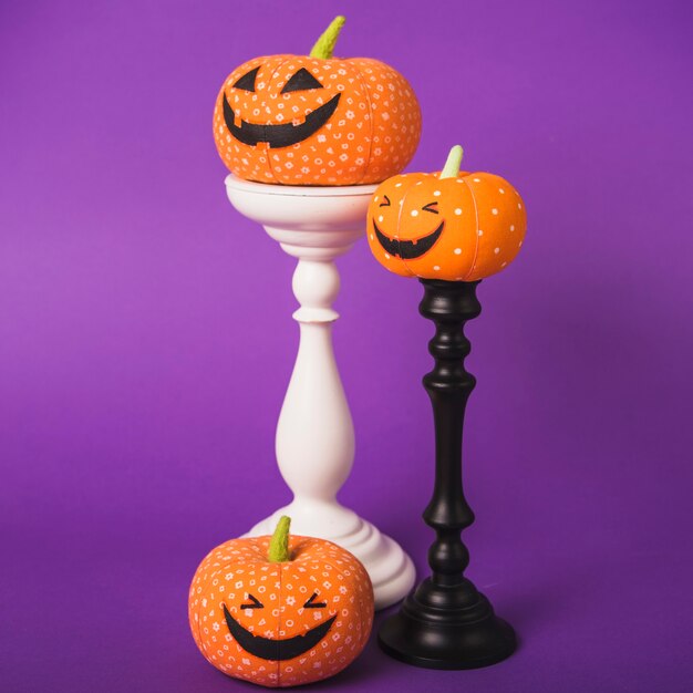 Halloween pumpkins on plaster mounts 