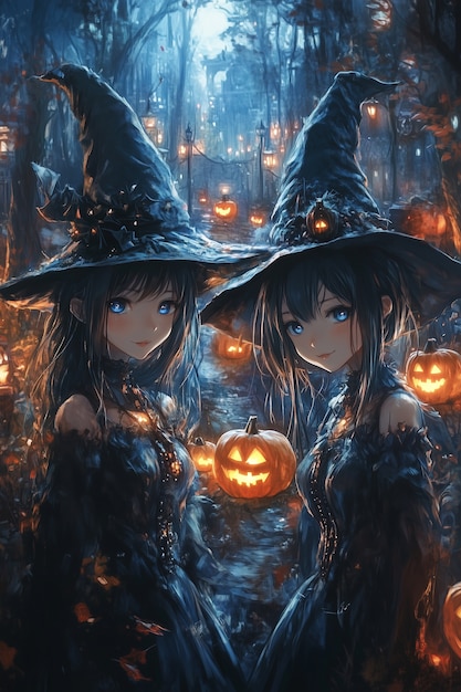 Free photo halloween scene illustration in anime style