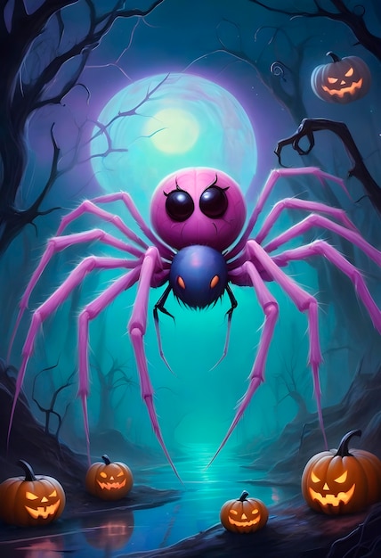 Free photo halloween spider 3d illustration