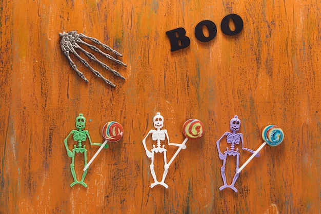 Free Photo halloween symbols on wooden table