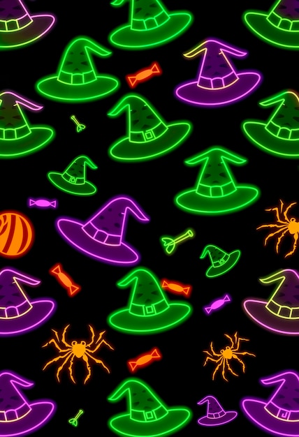 Halloween witch hat pattern illustration