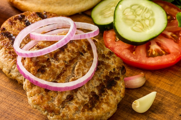 Hamburger ingredients close-up