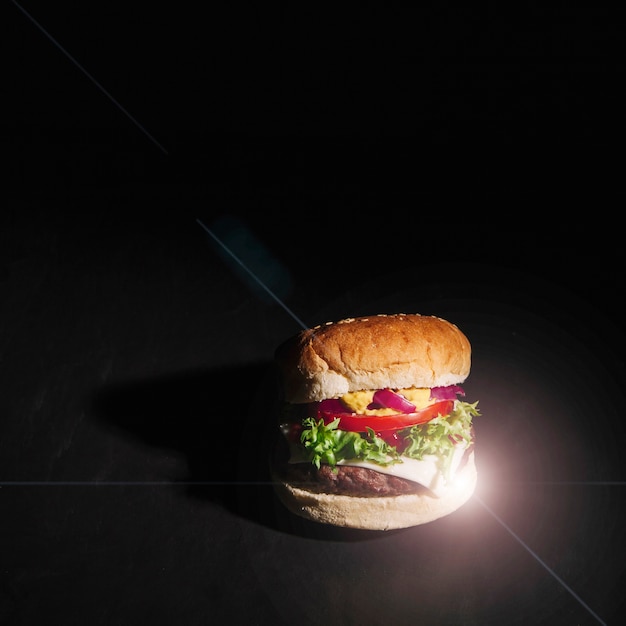 Free photo hamburger with light effect