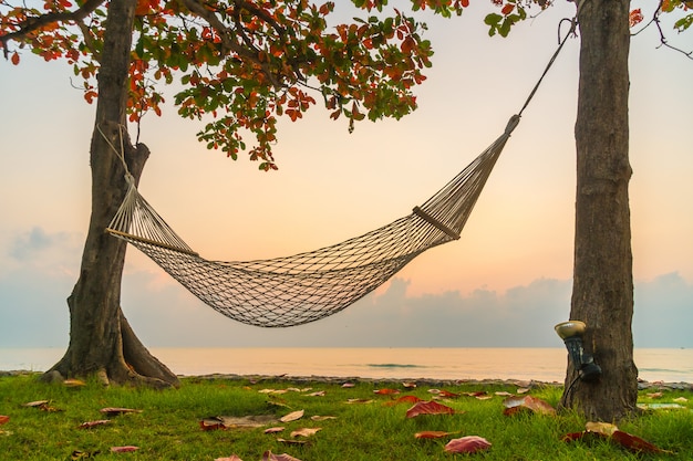 Hammock on the beach and sea