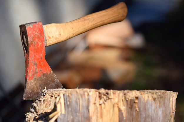 Free Photo "hand axe in tree stub"