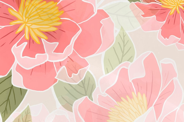 Free photo hand drawn rose floral background