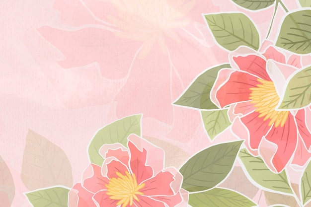 Free photo hand drawn rose floral background