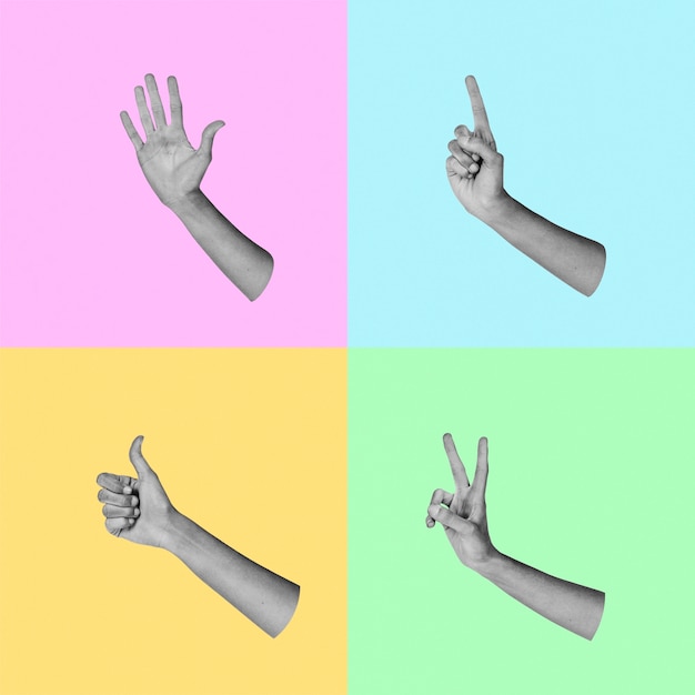 Hand gesture expressing different feelings