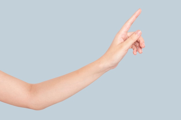 Free Photo hand gesture pointing on an invisible screen